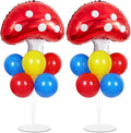 Mushroom Party Balloons Stand Kit 2 Sets with 2 Mushroom Foil Balloons Super Themed Brothers Balloon Centerpiece for Tables Spring Forest Plant Birthday Video Game Party Decorations