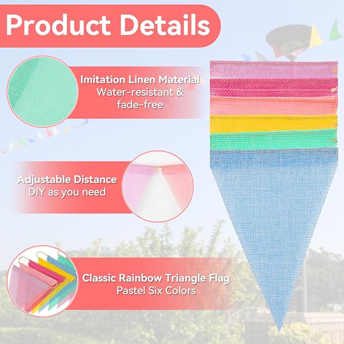 MAQIHAN 98 Feet Colorful Pennant Banner Flags - Multicolor Triangle Bunting Flags Triangle Pennant Flag Carnival Decorations Supplies for Carnival Birthday Party Opening Christmas Classroom Decor