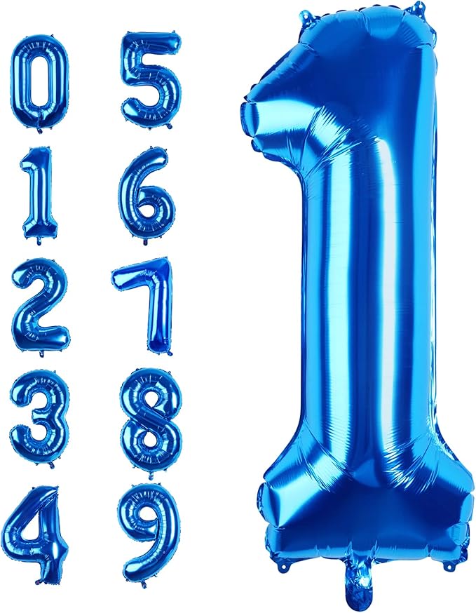 Number Balloons 40 Inch Blue Number 1 Balloon Large Helium Foil Mylar Balloons For Birthdays Party Decorations/Wedding/Anniversary/Graduations/Baby Shower