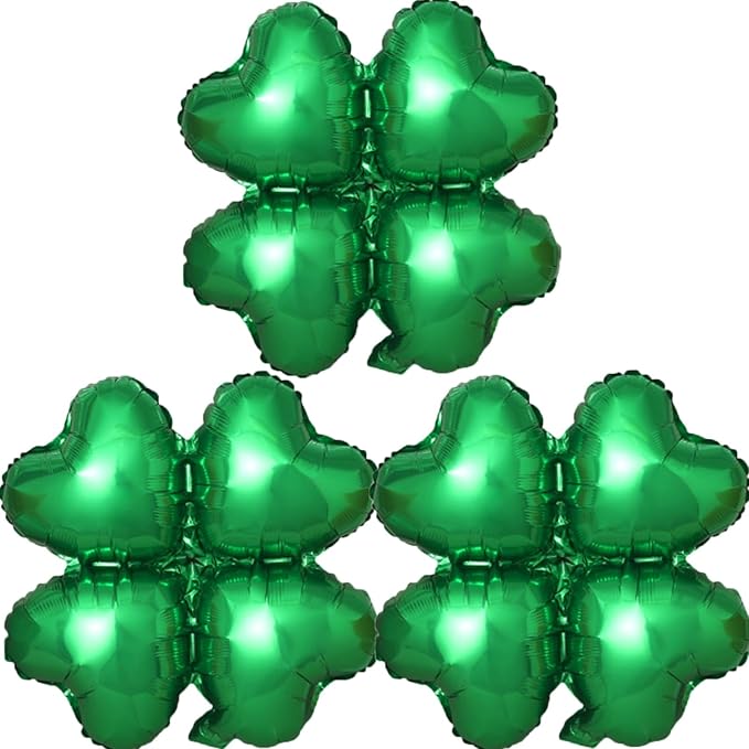 St. Patrick's Day Balloons Four-leaf Clover Balloons Four Leaf Balloon for St. Patrick's Day Party Decorations St. Patrick's Day Themed Party St. Patrick's Day Decorations Decor Supplies 3pcs