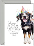 1st Birthday Cards for Son - Party Dog - Happy Birthday Card for 1 Year Old Son from Mum Dad, 5x7 Inch Bday Boy Boys Kids Greeting Cards Gift for Son Birthday Gifts