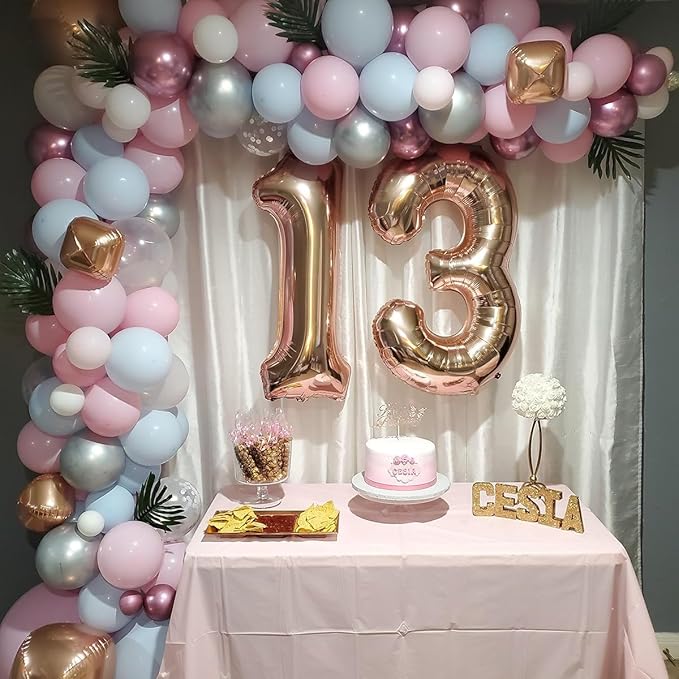 40 Inch Rose Gold Number Balloon 3, Large Number Foil Balloons Mylar for Girl Boy Birthday Party Celebration Decorations Supplies, Digital Balloons for Wedding Anniversary Events Decorations