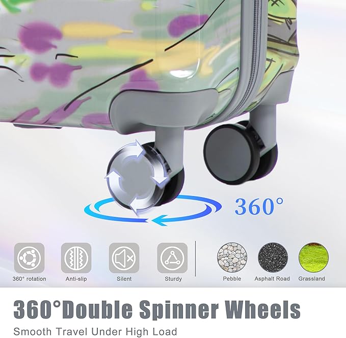 Hardshell Luggage Sets, Lightweight Wave Suitcases with Spinner Wheels, Coffee Tower