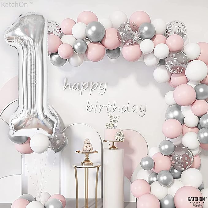 KatchOn, Giant Silver 1 Balloon Number - 40 Inch | 1 Balloon for 1st Birthday Decorations | Silver One Balloon For Happy Anniversary Decorations | One balloons for 1st birthday