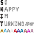 BALLOON VIBE So Happy IM Turning "2 Numbers" Letter Balloons Birthday Banner - 16” Alphabet & Number Foil Balloons for Happy Birthday Décor - Funny Birth Day Party Decorations for All Ages
