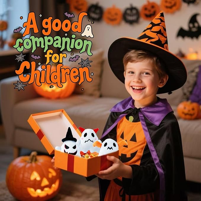 18Pcs Halloween Plush Toys,Cute Ghost Plush,Halloween Stuffed Animals,Party Favors Treat Bag Stuffers for Kids (White Ghost)