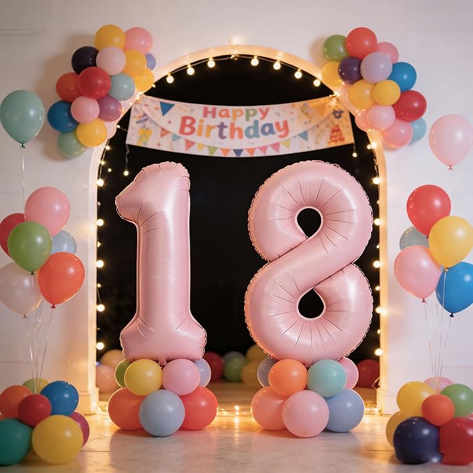 40 In Matte Pink Number Balloons Helium Foil Mylar Balloon Birthday Party banquet Decoration Digital 6