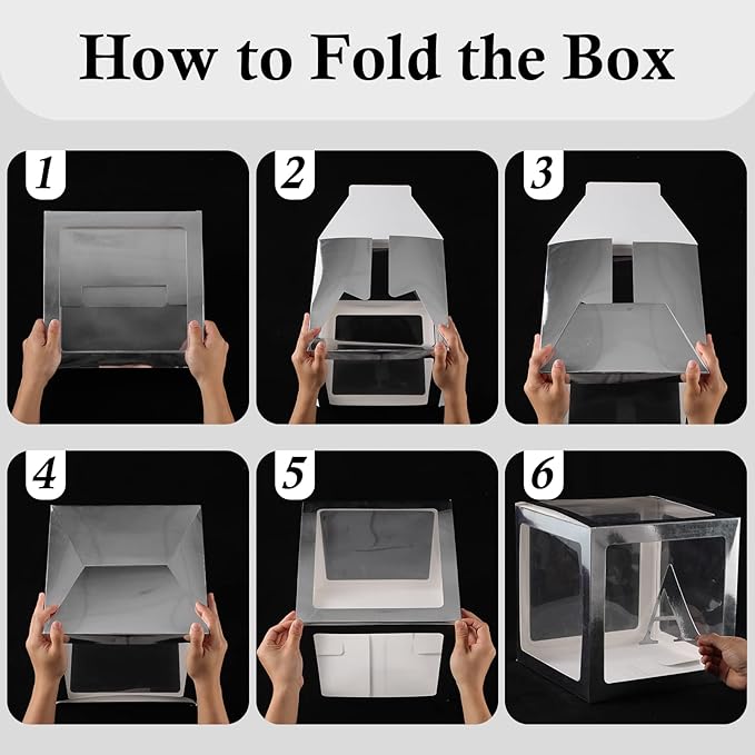 Baby Boxes with Letters - 4 Transparent Balloon Boxes for Baby Shower, Gender Reveal, Birthday & Wedding Decorations (Silver)