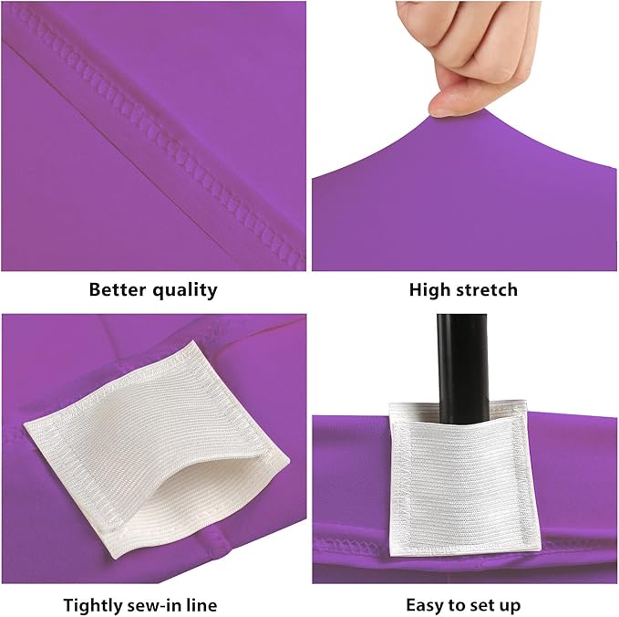 Table Covers for 8 Foot Tables, Purple Washable and Wrinkle Resistant Stretch Tablecloths Rectangle 8ft for Events, Wedding, Banquets, Parties