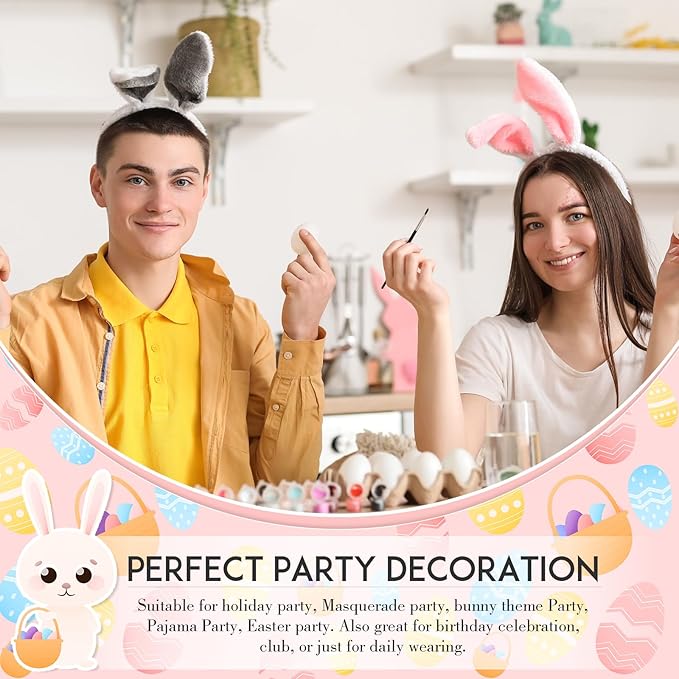 Yinder 48 Pcs Bunny Ears Headband Easter Rabbit Hair Hoop Cute Rabbit Ear Hairband for Birthday Party Favors Cosplay Supplies(Multi Style)