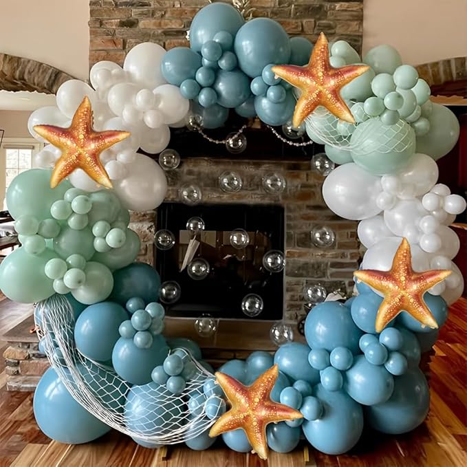Starfish Balloons 4pcs 26inch Large Inflatable Star Fish Foil Balloon for Ocean Under the Sea Mermaid Themed Birthday Beach Party Decoration