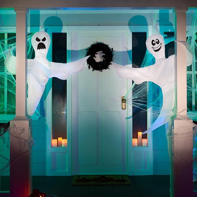 JOYIN 2 Pcs 53" Halloween Decoration Outdoor, Halloween Bendable Hanging Ghost for Lawn, Tree, Pilar Decorations, Tree Wrap Ghost Party Supplies