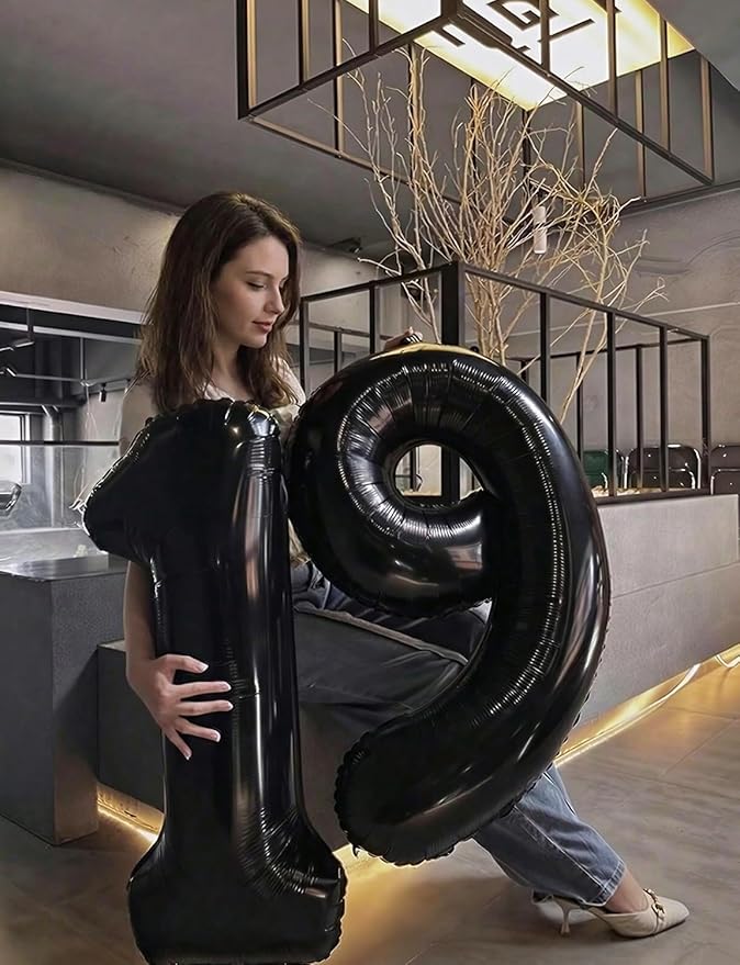 Number 9 Balloons - 40 Inch Black Number Balloons Giant Black balloon Big Foil balloon for Men Women Boys Girls Birthday Graduation Anniversary Party Decorations
