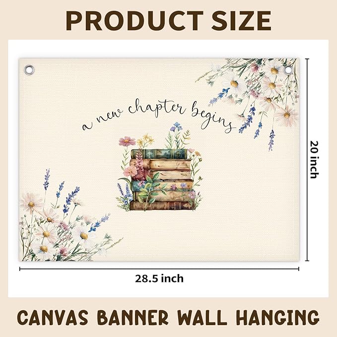 A New Chapter Begins Linen Banner, Wedding Engagement Retirement Canvas Banner, Wall Hanging Banners Flags for Baby Shower Bridal Shower Party Decoration -30