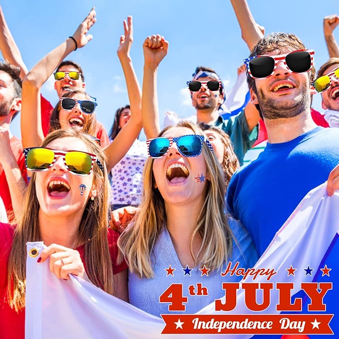 20 Pairs American Flag Sunglasses UV400 250th Anniversary 4th of July Accessories USA Patriotic Sunglasses Eyewear Fourth July Women Men Teens Red White Blue Party Favors Independence Day Memorial Day