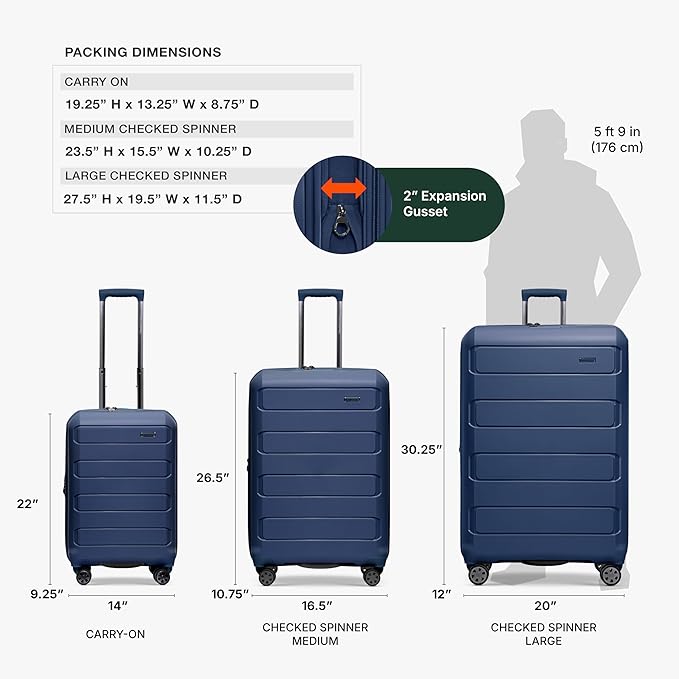 Traveler's Choice Pagosa Hardshell Expandable Luggage with Spinner Wheels, Navy, 30-Inch Large
