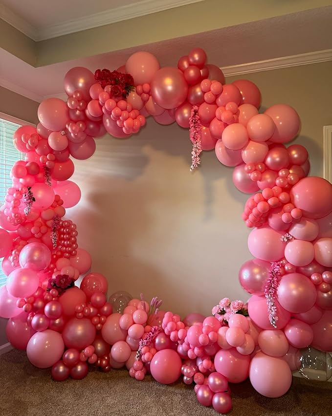 Pink Balloons Metallic Pink Balloons, 80Pcs 12inch Chrome Pink Light Pink Latex Confetti Balloon for Girl Birthday Princess Baby Shower Wedding Galentine's Day Valentine's Party Decoration