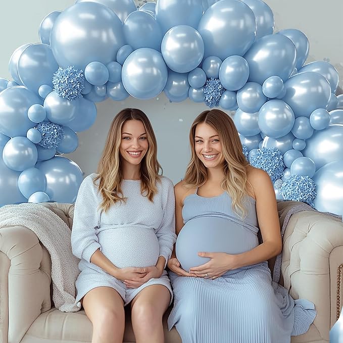Pearl Blue Balloons Arch Kit - Double Stuffed Pastel Blue Balloons Graland Different Size 18/12/10/5inch Sky Light Blue Balloon for Bridal Shower Wedding Birthday Party Decorations