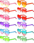 Photect 12 Pair Heart Shaped Sunglasses Neon Color Transparent Heart Glasses for Women Party Favor
