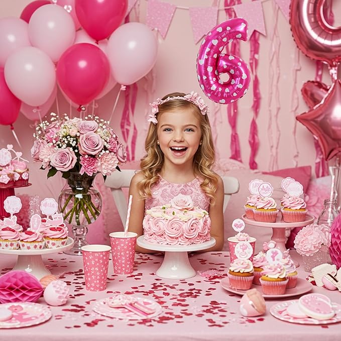 TONIFUL Balloons 16 Inch Pink polka dot 0-9 Number Mylar Foil Balloons Custom digitalal Balloons for 2026 New Year Eve Birthday Party Engagement Graduations Anniversary Baby Shower
