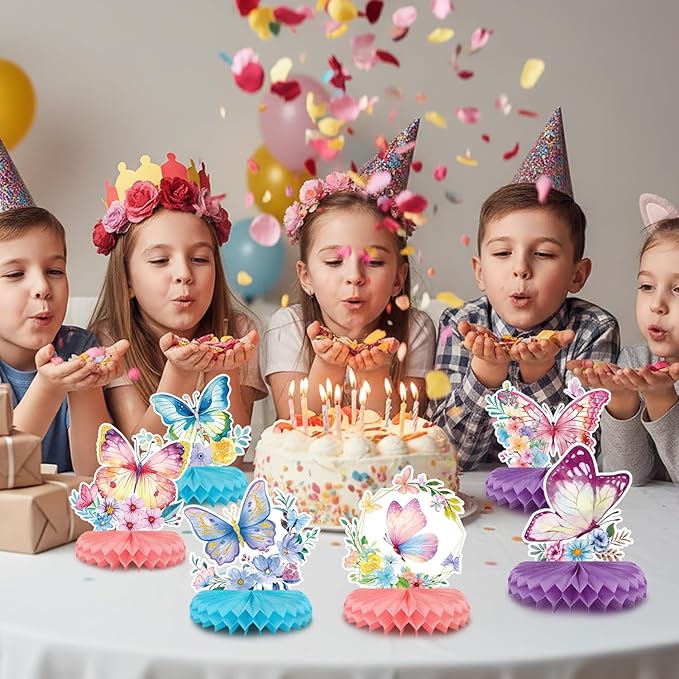 9-Piece Butterfly Table Centerpieces Set Honeycomb Spring Birthday Party Decorations Butterfly Theme Decor for Birthday Baby Shower