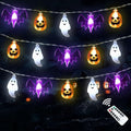 Halloween Lights Decorations, 16 FT 30 LED Waterproof 3D Pumpkin Bat Ghost Battery Operated String Lights with Timer, 8 Lighting Modes Fairy Light for Home Window Indoor Outdoor Halloween Party Decor