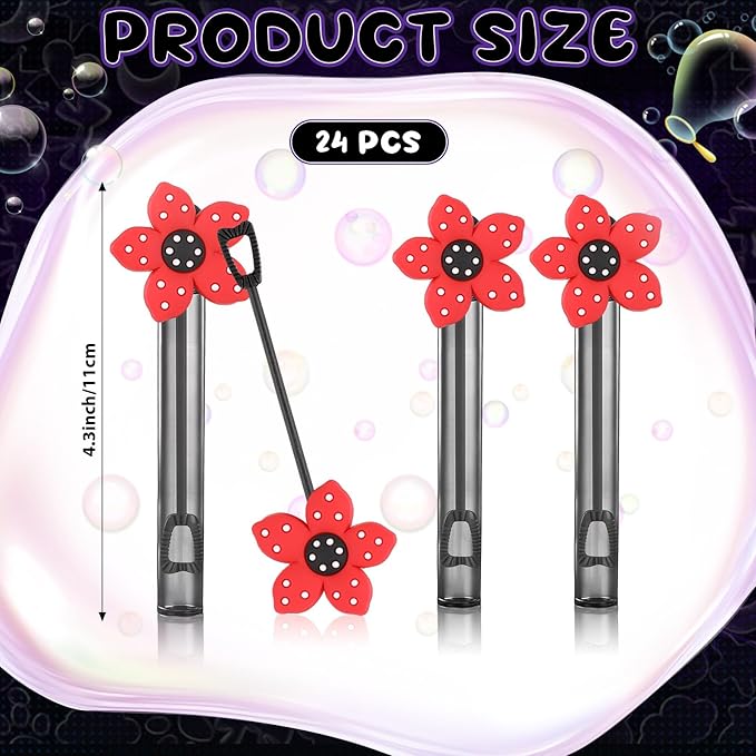 Jenaai 24 Pcs Strange Flower Bubble Wand Bubble Wands Anime Bubbles Party Favors for Summer Activity Cartoon Birthday Gifts Carnival Goody Bag Stuffers Wedding Supplies