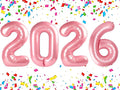 2026 Pearlescent Pink Number Balloons 40 Inch, Pearlescent Pink Party Decorations for Graduation, Decorations for the New Year's Balloon Party in 2026