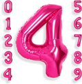 SUWEN 40 Inch Hot Pink Large 4 Number Balloons Big Foil Helium Number Balloons 0-9 Jumbo Happy 4th Mylar Birthday Party Decorations for Girl Anniversary Party Supplies