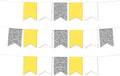 Andaz Press Hanging Pennant Banner with String, Yellow, White, Faux Silver Glitter, 1-Set, 24 Pennants, Approx. 12-Feet Long, Neutral Elephant Baby Shower Theme Supplies