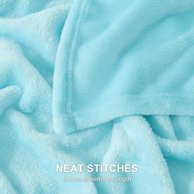 Hansleep Fleece Robin Egg Blue Full Blanket, Super Soft Flannel Fuzzy Plush Cozy Blanket for All Seasons, Robin Egg Blue, Full 84x90 Inches