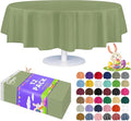 Grandipity 12 Pack Premium Disposable Plastic Tablecloth 84 inch Round Table Cover - Sage Green