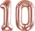 AULE 40 Inch Large 10 Number Balloons Rose Gold Big Foil Number Balloons Giant Helium Happy 10th Birthday Party Decorations for Women Huge Mylar Anniversary Supplies