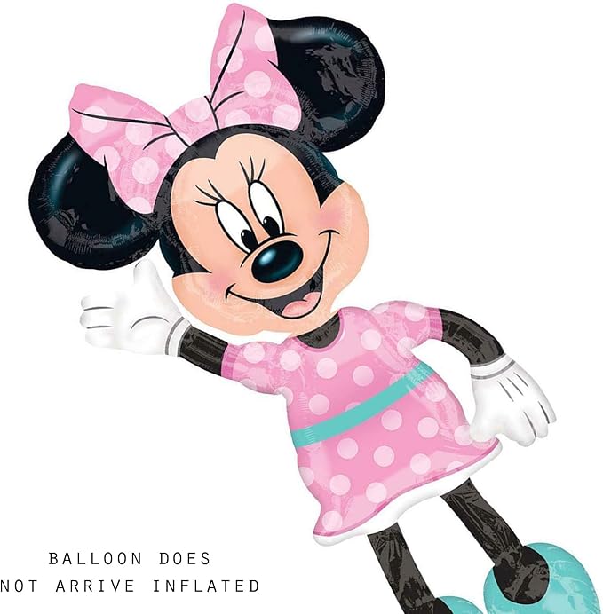 Anagram 34331 Minnie Airwalkers - Pink Dress Foil Mylar Party Balloon, 54", Multicolor, Pack of 1,10116417
