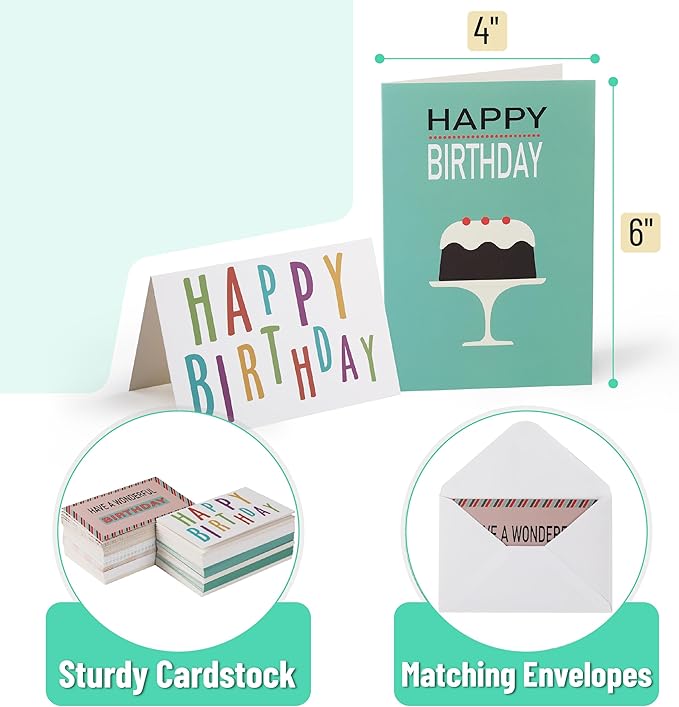 Mr. Pen- Assorted Birthday Cards with Envelopes, 120 Pack, 4" x 6", Birthday Cards Pack