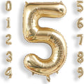 AULE 40 Inch Large 5 Balloon Numbers Light Gold, Big Foil Number Balloons, Giant Helium Happy Birthday Party Decorations for Man and Women, Huge Mylar Anniversary Party Supplies