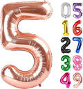 Rose Gold Number 5 Balloon 40 Inch, 5th Birthday Party Decorations for Children, Giant 5 Foil Balloon for Party Supplies
