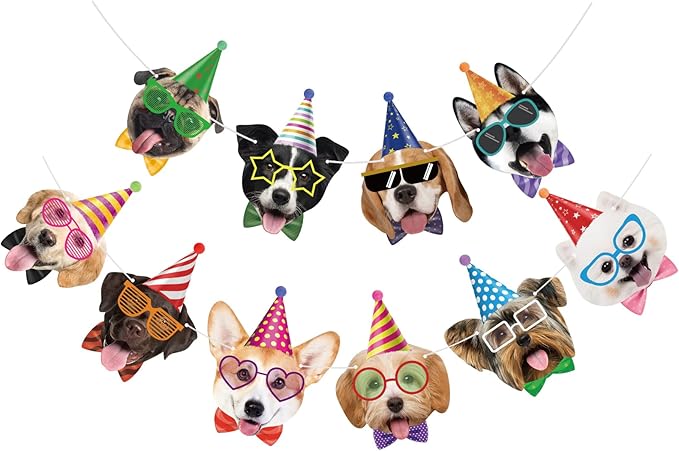 Hooqict Dog Birthday Banner Puppy Themed Party Decorations for Backdrop Dog Party Banner Happy Birthday Garland Sign for Boys Girls Kids 1st 2nd 3rd