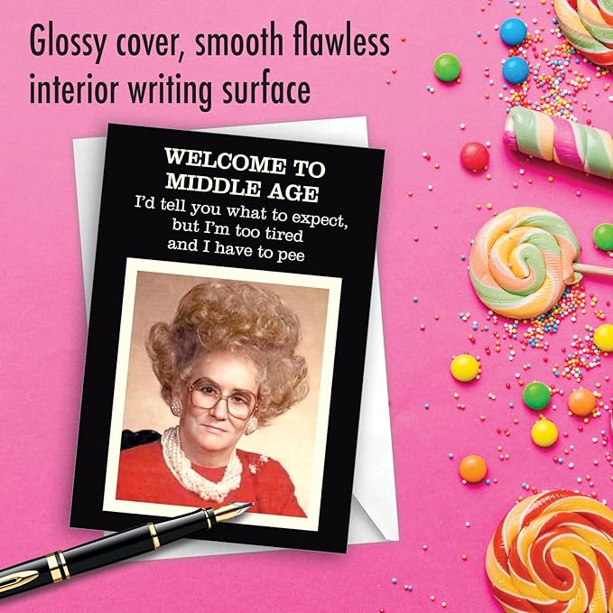 NobleWorks Humorous Birthday Greeting Card with 5 x 7 Inch Envelope (1 Card) Bday Welcome To Middle Age C10103BDG