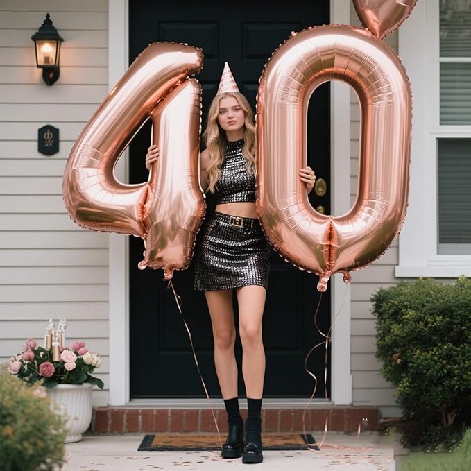Rose Gold Number 4 Baiioons 40 Inch Number Balloons Giant Jumbo 14 24 Foil Mylar Helium Number Digital Champagne Gold Birthday 40 Birthday Party Anniversary Events Party Decorations