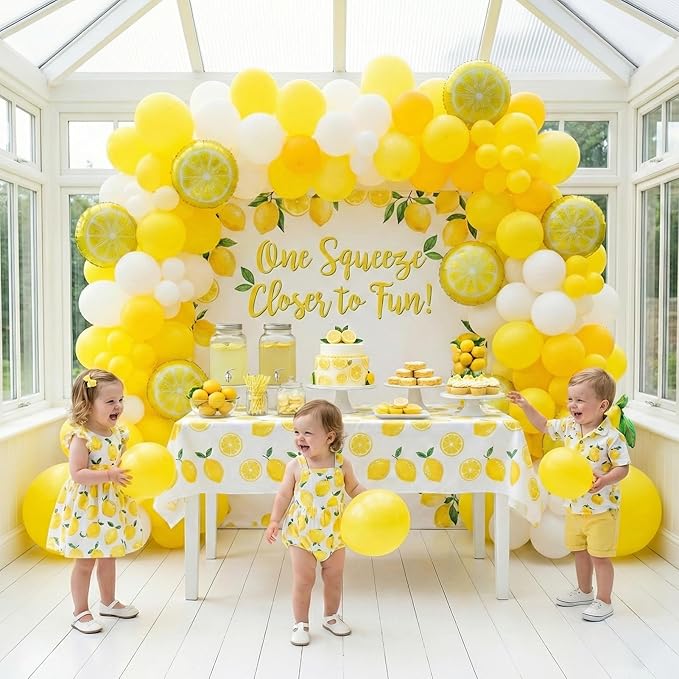 Yellow lemon Balloon Garland Arch kit with Sun lemon mylar Balloons for Summer birthday main squeeze Bridal Shower Sweet Baby shower Lemonade Party Decorations lemonade stand supplies (Yellow)