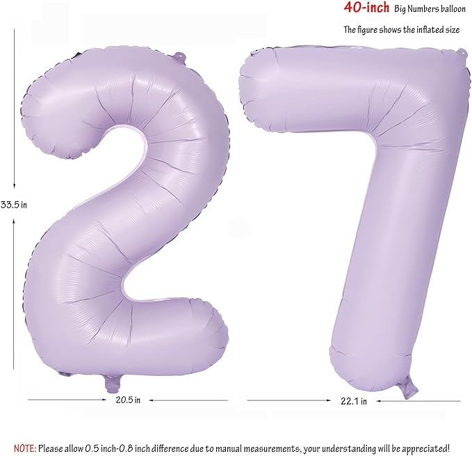 40 In Matte Purple Number Balloons Helium Foil Mylar Balloon Birthday Party banquet Decoration Digital 27