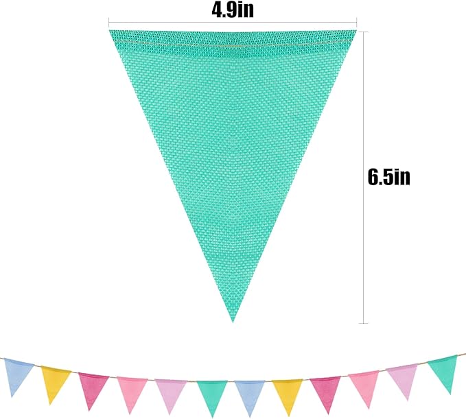 MIDELONG 24 Flags Imitated Burlap Pennant Banner, Multicolor Fabric Triangle Colorful Rainbow Flag Bunting for Party Birthday Festival Classroom Wedding Hanging Decoration