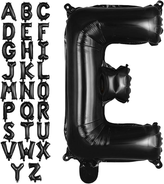 Black Letter E Balloons, 40 Inch Large Foil Letter Balloons, Custom Phrase Balloon for Birthday Party Wedding Anniversary Decoration (Black E)
