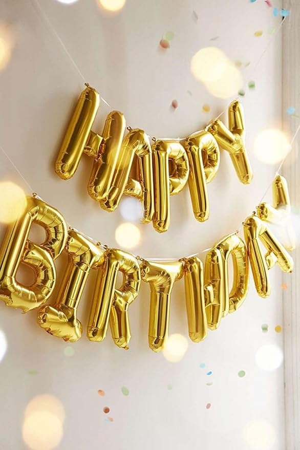 [26 Pcs] 16" Letter Gold Foil Balloons A-Z set, Mylar Aluminum Hanging Alphabet for Graduation Birthday Party Decorations New Year eve