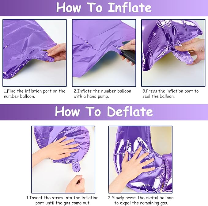 Purple Number 18 Birthday Balloons, 40 Inch Large Mylar Foil Number 1 & 8 Balloons for 18 Year Old Girls, 18th Birthday Party Decorations for Women Anniversary