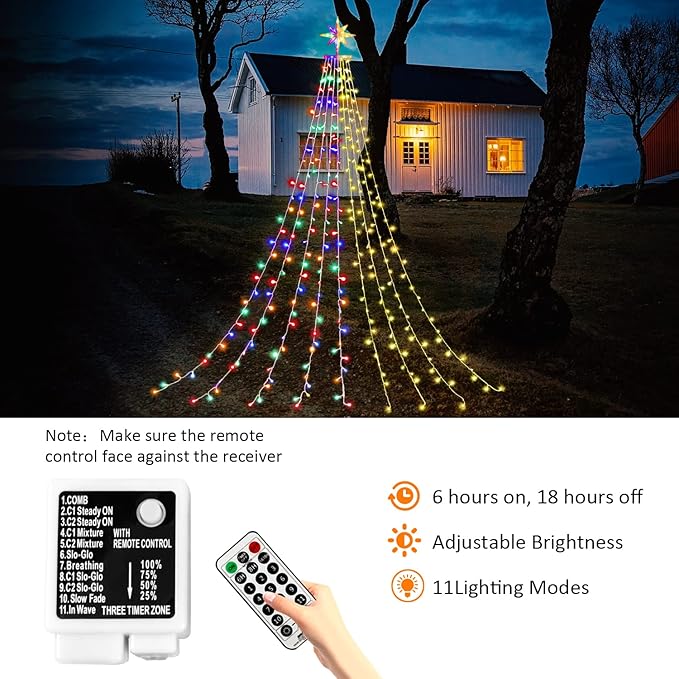 PUHONG Color Changing Christmas Lights, Outdoor Dipper Star String Lights,16.4Ft 320 LED Christmas Decoration [11 Modes & Waterproof] for Halloween Christmas New Year Holiday(Warm White & Multicolor)