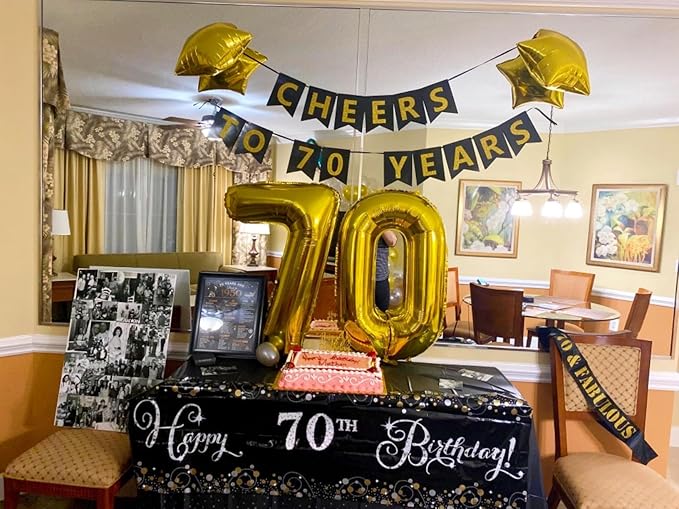 40 Inch Number 7 Balloon, Gold Seven Birthday Decor, 7 17 27 70 Year Old Balloon Number for Engagement, Wedding, Graduations