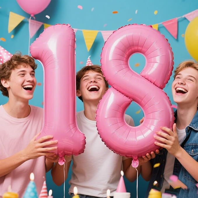 Pink Number 8 Balloon 40 Inch,Jumbo Giant Mylar Pink Number 8,Big Large Foil Helium Number Balloons, Balloons for 18 28 80 Birthday Party Decorations Supplies Anniversary Celebration