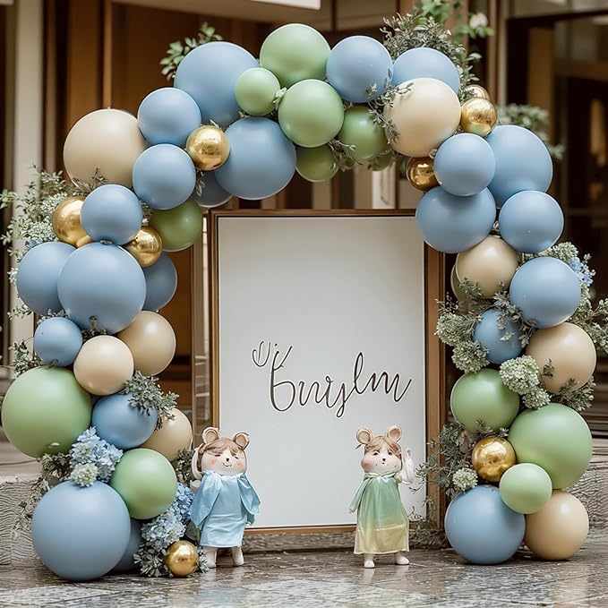 Dusty Blue Balloons Garland Kit, Double Stuffed Dark Dusty Blue Balloon Arch Different Sizes 18/12/10/5 Inch Latex Balloons for Birthday Gender Reveal Neutral Theme Party Decoration